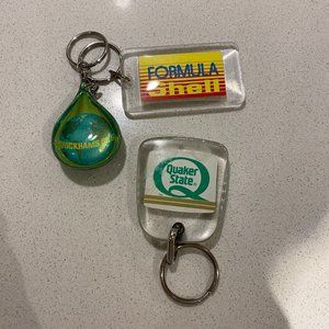Lot of 3 Vintage motor oil automotive keychains preowned